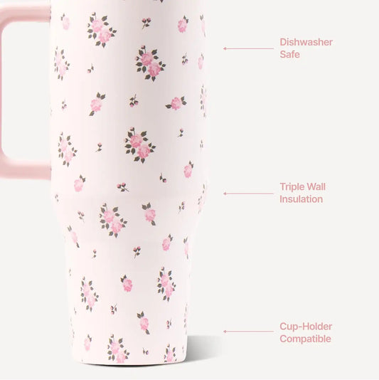 HydroJug Traveler 32oz, Insulated Water Bottle with Handle, Wildrose