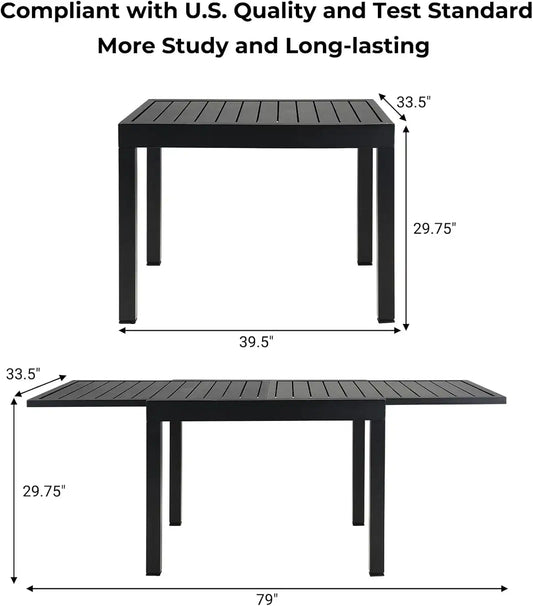 Grand patio 5-Pc Outdoor Swivel Dining Set, 4 Gray Chairs + Table, Black