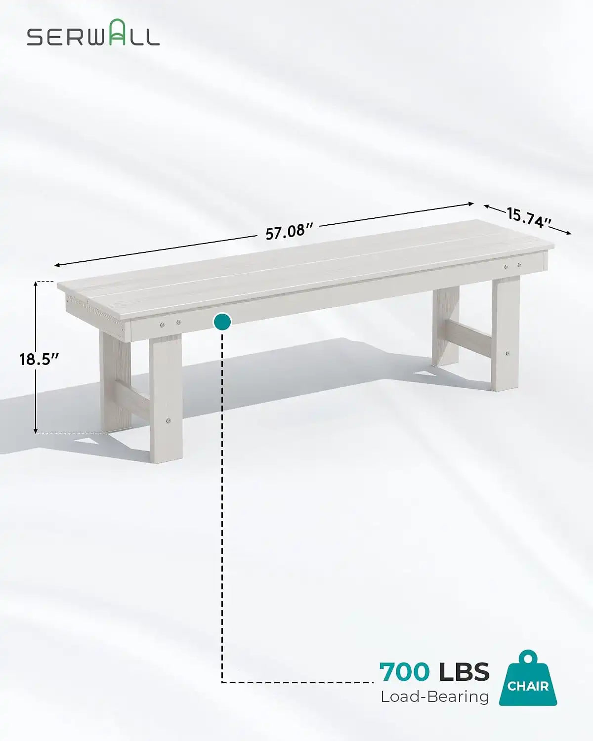 SERWALL Outdoor Dining Set, Patio Dining Set with Bench, White