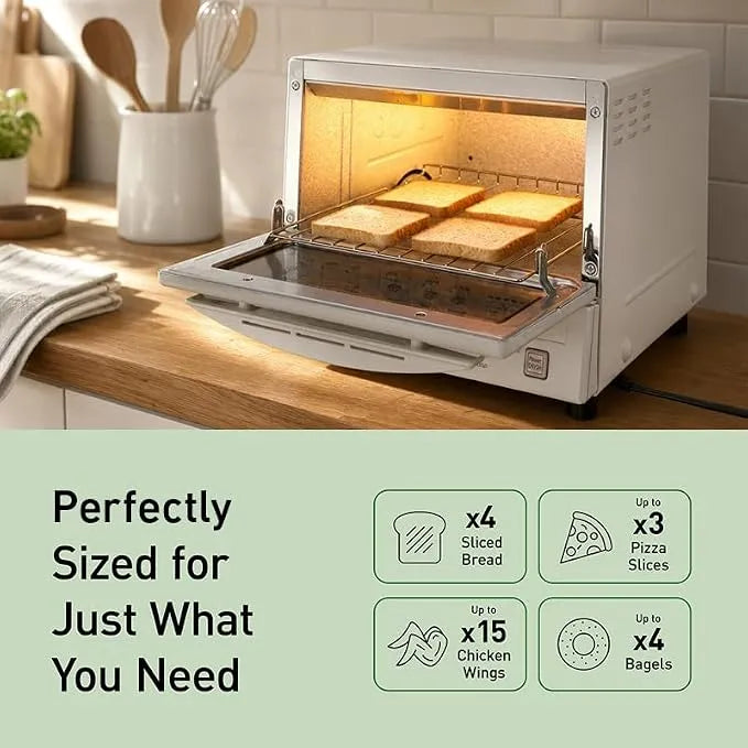 Panasonic FlashXpress Toaster Oven Countertop, 4-Slice Compact Size with Double Infrared Heating, 6 Auto Cook Options and Precise Temperature Control, 1300W - NB-G110P-W (White)