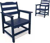 THOEOE Outdoor Dining Chair Set of 2, HDPE Patio Armchairs Navy Blue