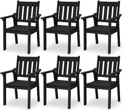 YEFU Patio Dining Chairs Set of 6, Weather Resistant HIPS, Black