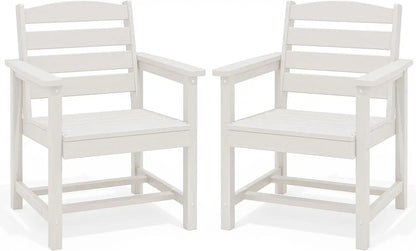 SERWALL Patio HDPE Dining Chairs Set of 2, White