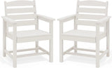 SERWALL Patio HDPE Dining Chairs Set of 2, White