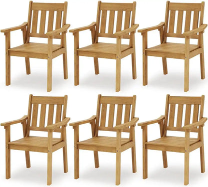 YEFU Patio Dining Chairs Set of 6, Weather Resistant HIPS, Teak