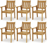 YEFU Patio Dining Chairs Set of 6, Weather Resistant HIPS, Teak