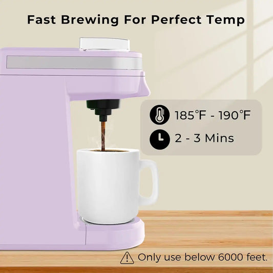 CHULUX Mini Single One Cup Coffee Maker for K Pod, Auto Shut Off, Lavender