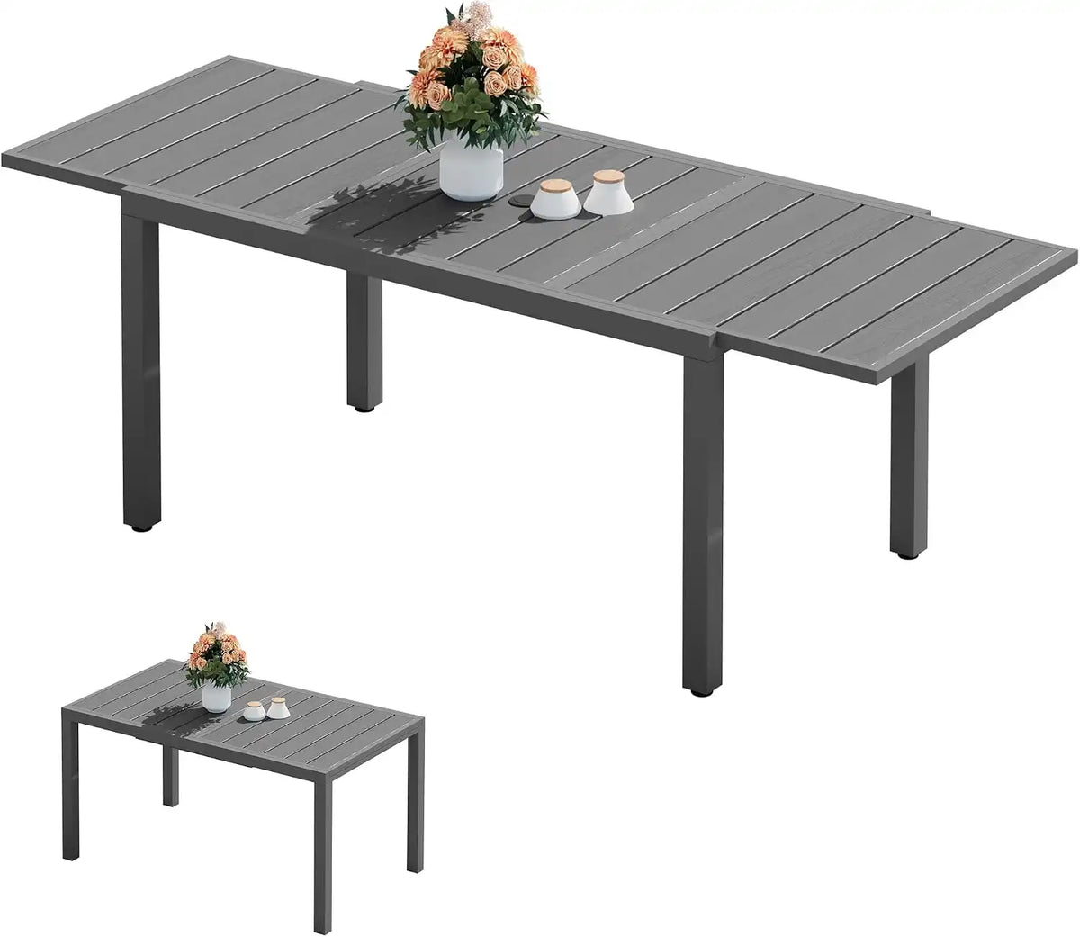 SERWALL Outdoor Expandable Dining Table 60" - 83", Grey