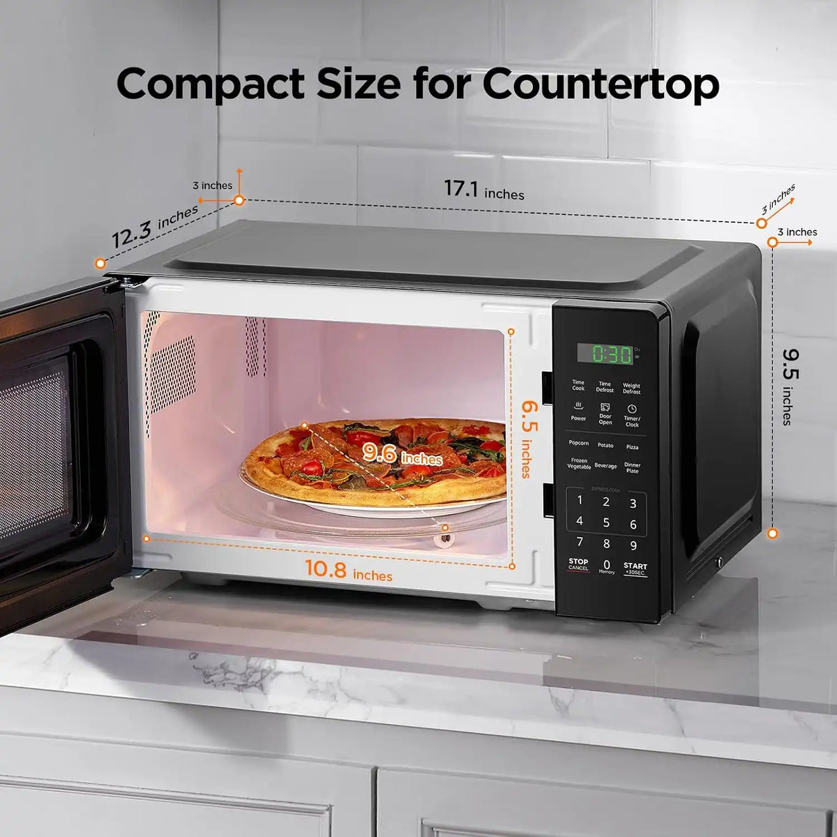 BLACK+DECKER Countertop Microwave Oven 0.7 Cu.Ft,700W,Child Safety, Black