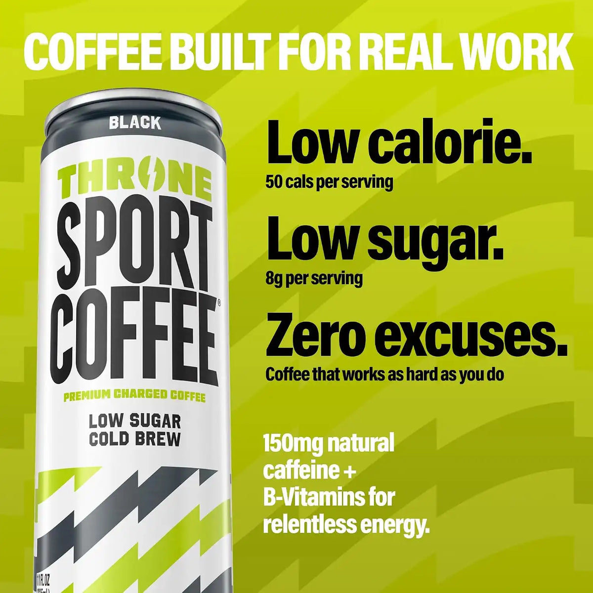 Throne Sport Coffee, Black Cold Brew, Low Sugar, Dairy Free - 12Pk