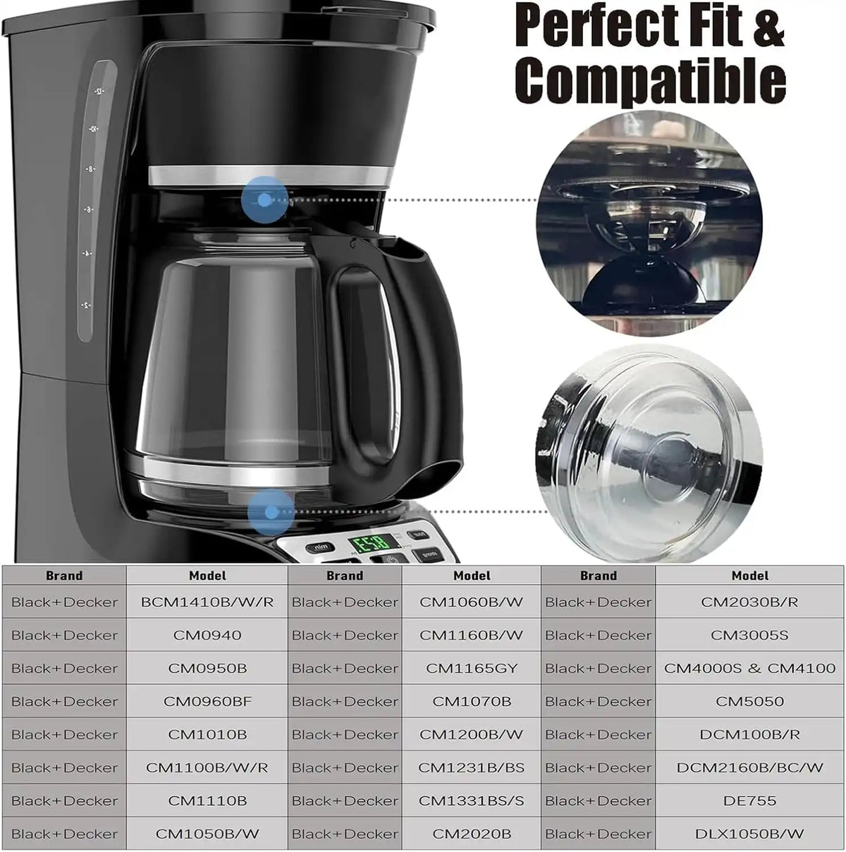 12-Cup Coffee Carafe Replacement for Black and Decker Coffeemaker