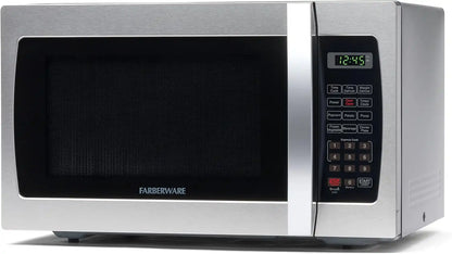Farberware 1.3 Cu. Ft. Countertop Microwave Oven – 1000 Watts Power, Auto Cook Settings, Defrost, Easy Clean and Child Safety Lock - Stainless