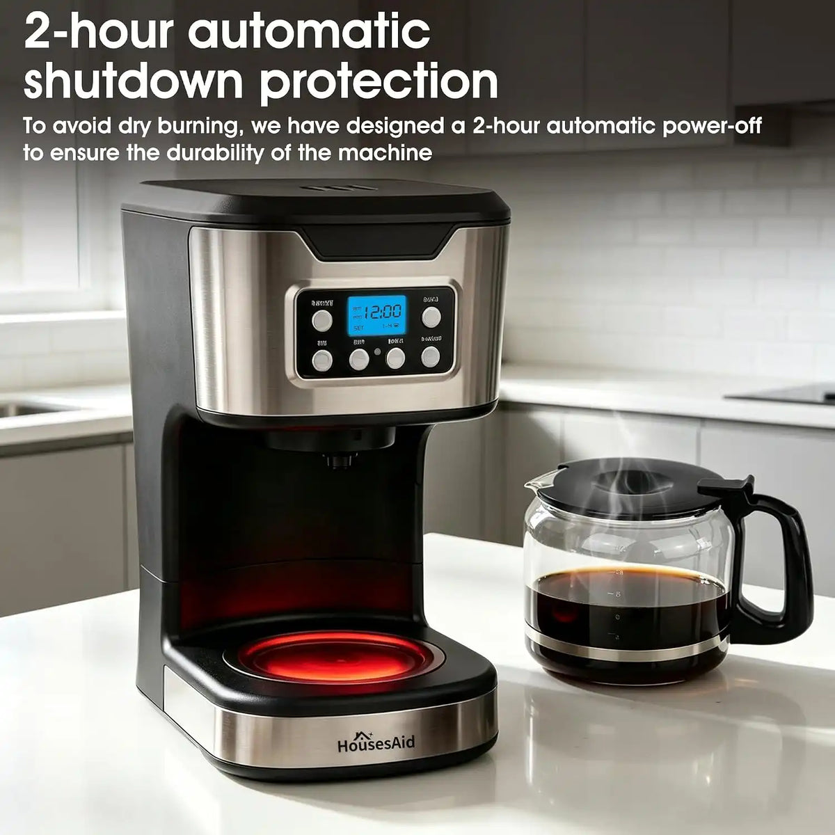 12 Cup Programmable Drip Coffee Maker, Fully Automatic Brewer