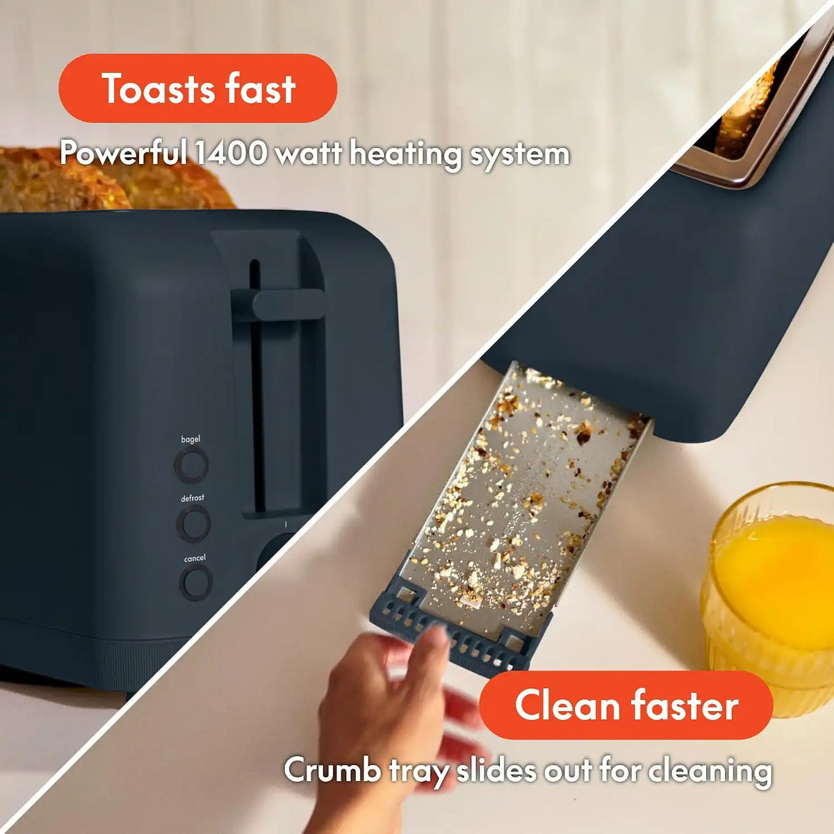 Bella 4 Slice Slim Toaster, Slate