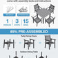 YEFU Patio Table Set for 4, All-Weather HIPS, Metal Aluminum Frame, Gray