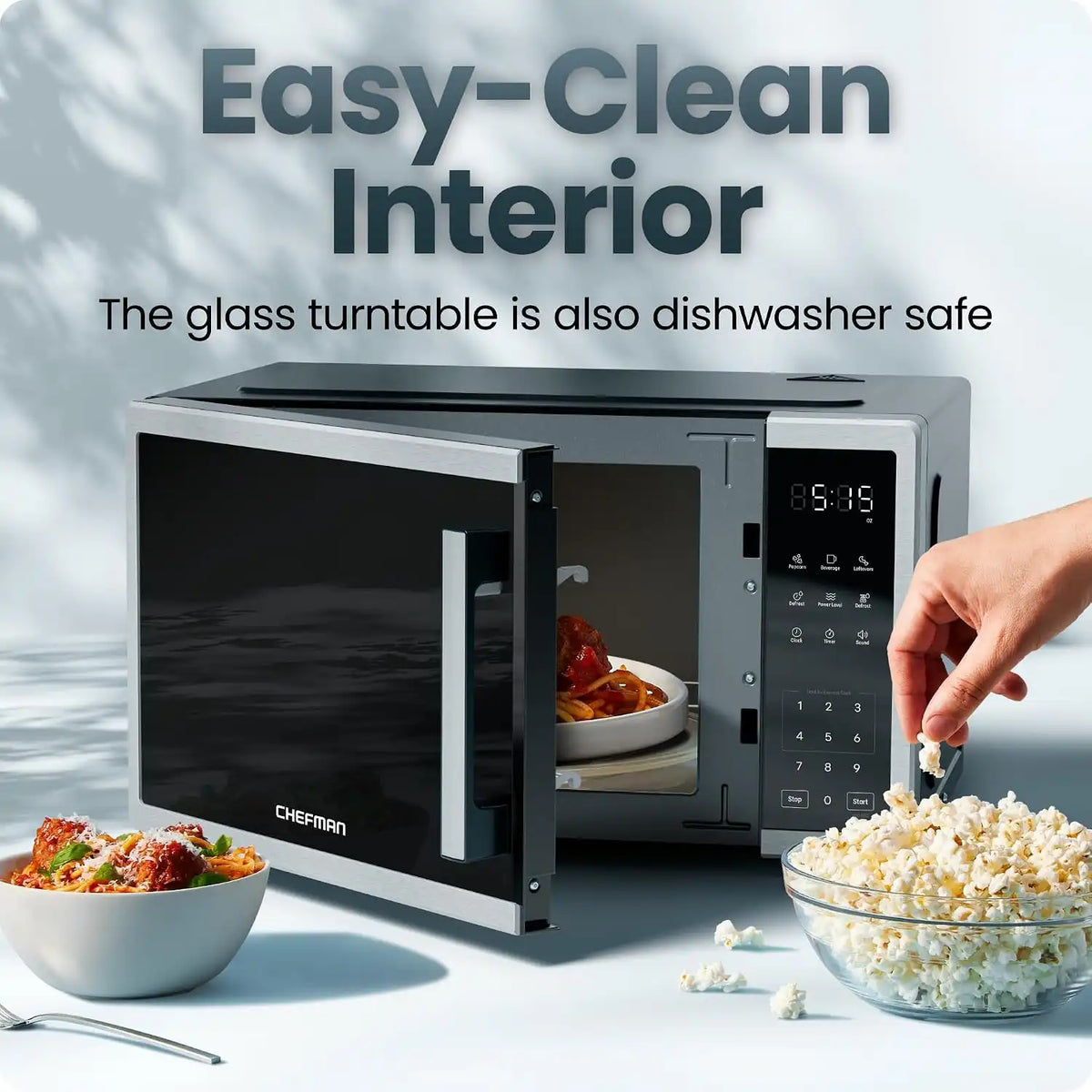 Chefman Countertop Microwave, 1.1 Cu Ft, 1000W, Stainless Steel