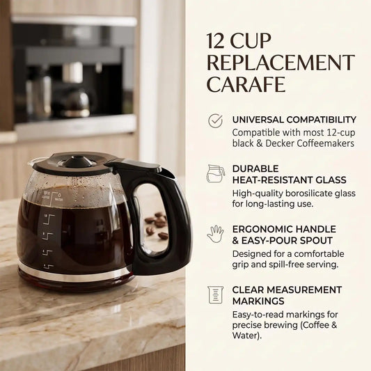 12-Cup Coffee Carafe Replacement for Black and Decker Coffeemaker