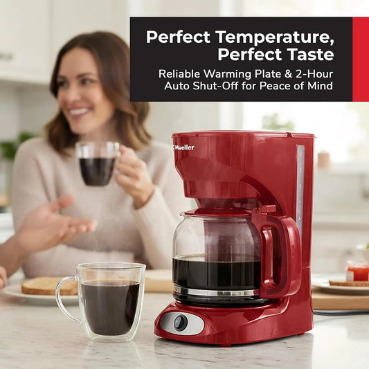 MUELLER HOME 12-Cup Red Coffee Maker