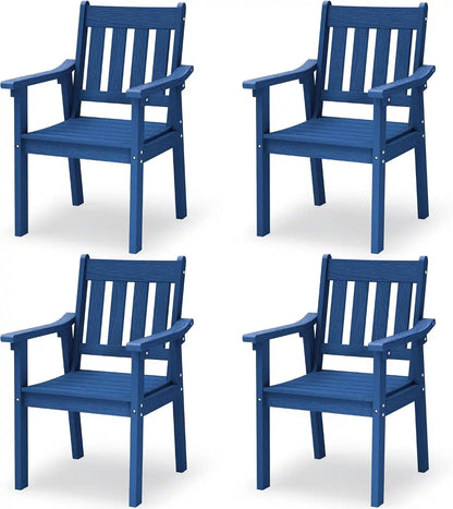 YEFU Patio Dining Chairs Set of 4, Weather Resistant HIPS, Blue