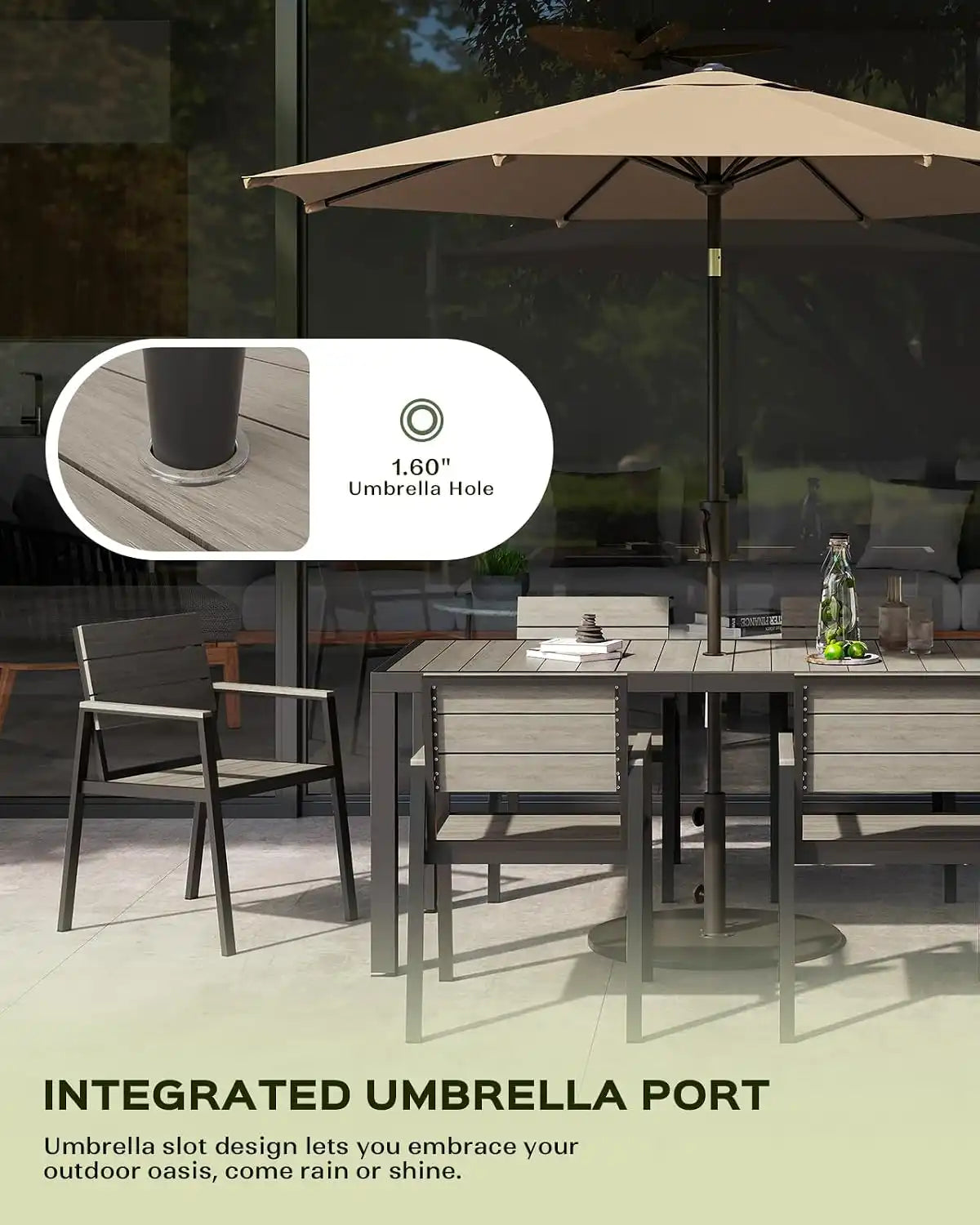 Vexwalx 10 Pcs Outdoor Dining Set, 67" HDPS Dining Set for 8, Gray