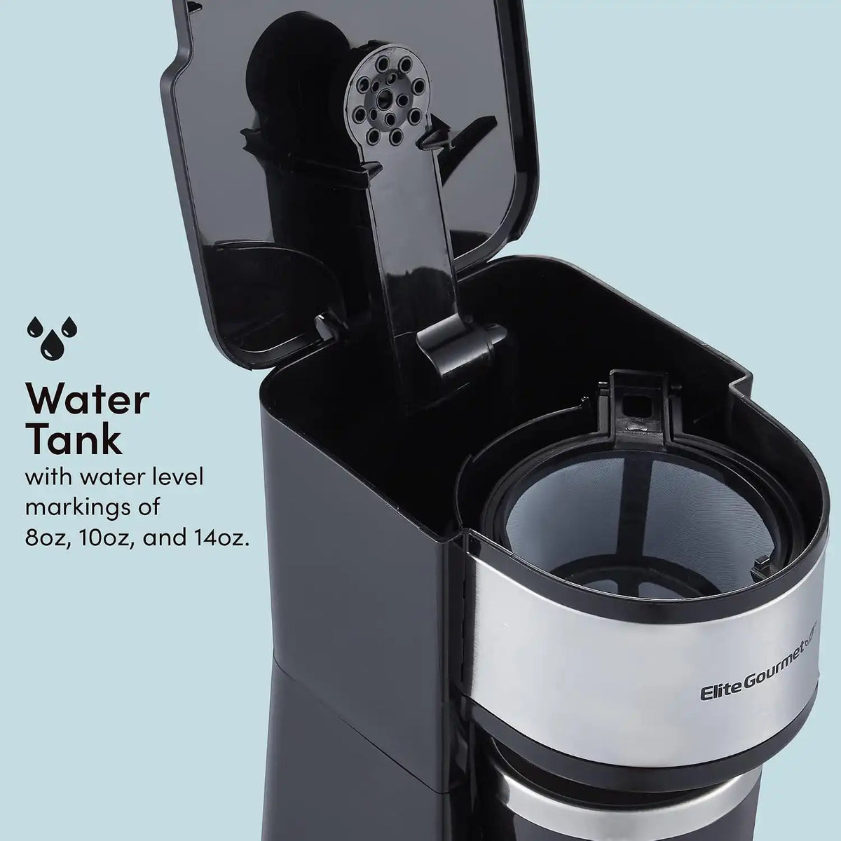 Elite Gourmet EHC-112B Personal Single-Serve Compact Coffee Maker, Black