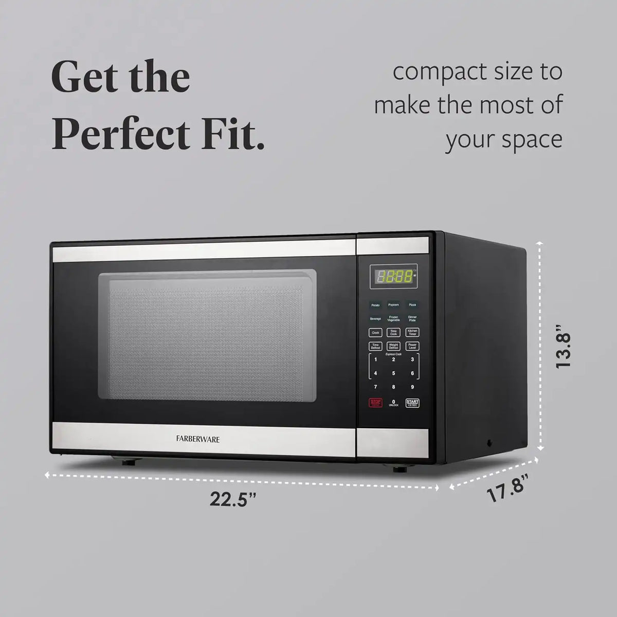 Farberware Stainless Steel Microwave Oven 1.3 Cu. Ft. 1000 Watts Countertop