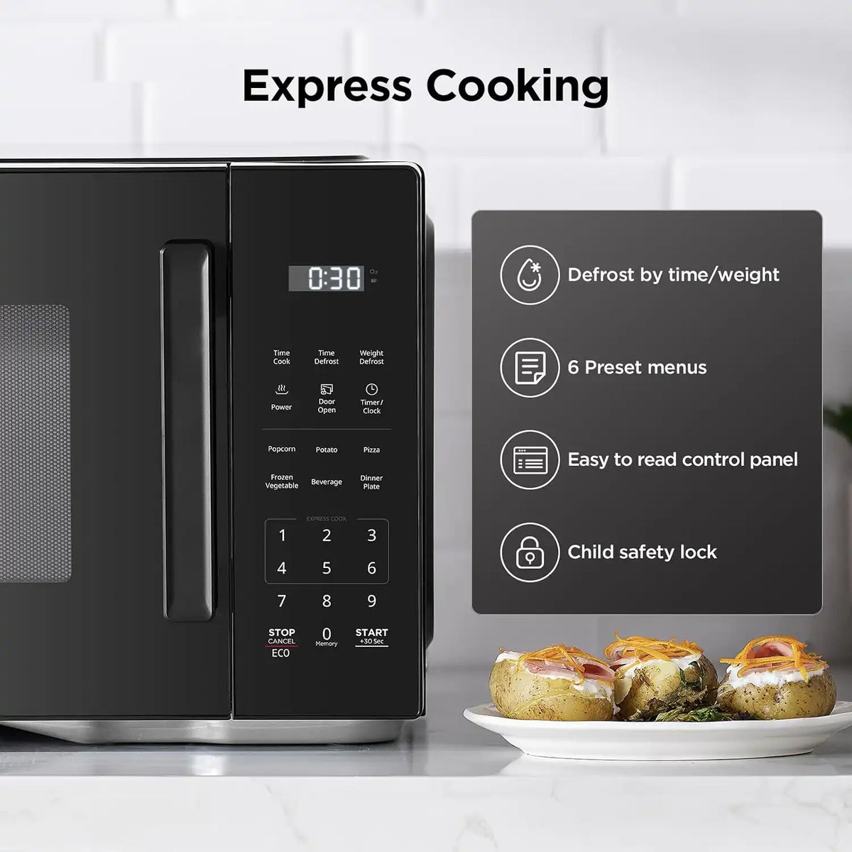 BLACK+DECKER Countertop Microwave Oven, 0.9 Cu.Ft,900W,Child Safety,Black