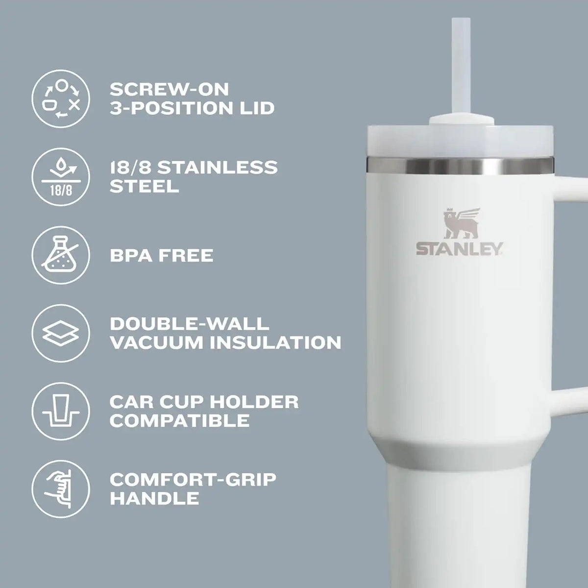 STANLEY Quencher H2.0 Flow State Tumbler, 30 oz, Black Chroma