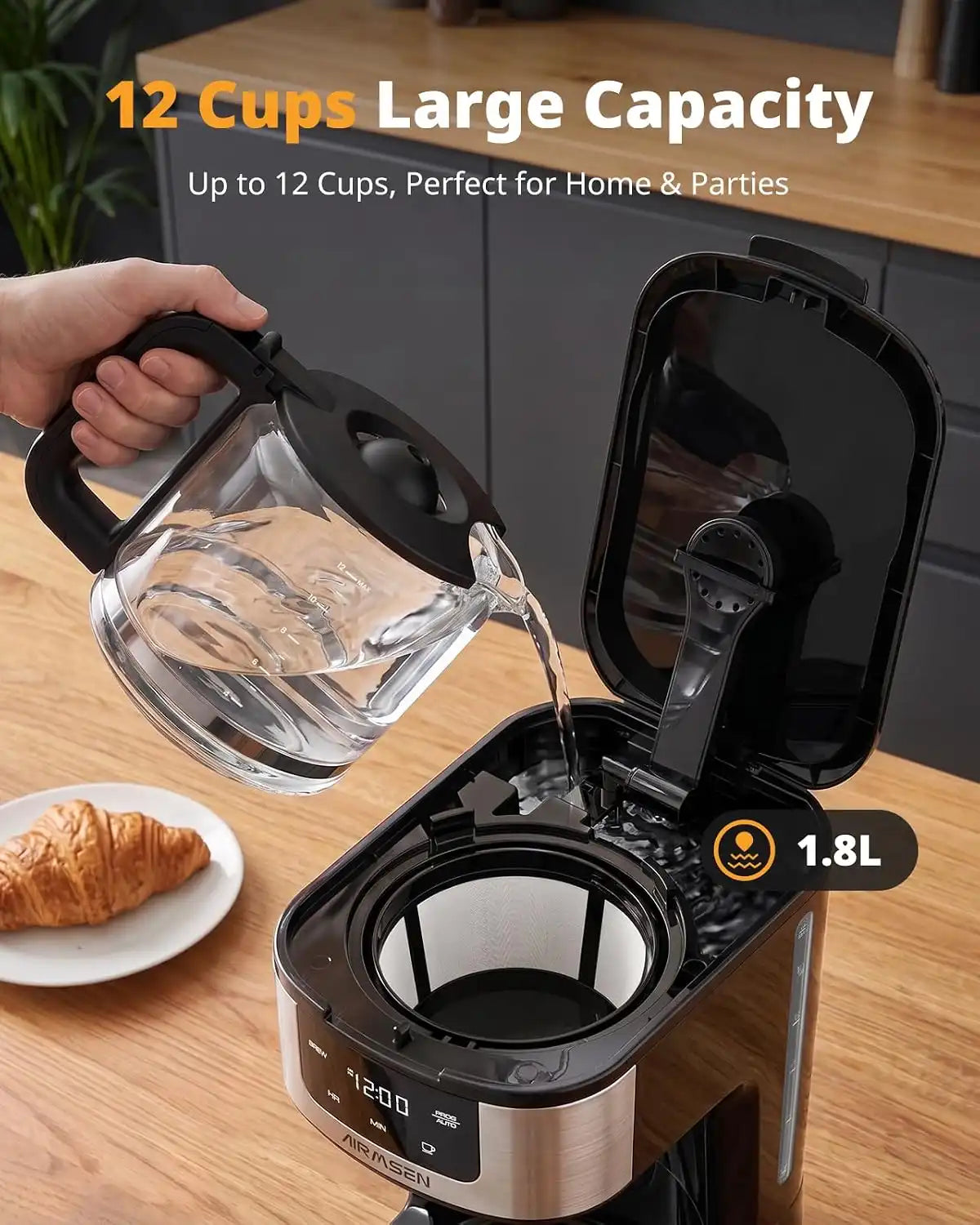 AIRMSEN Drip Coffee Maker 12-Cup Programmable