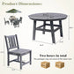 AMERLIFE Outdoor Dining Set for 4, HDPE Round Table and Chairs, Gray