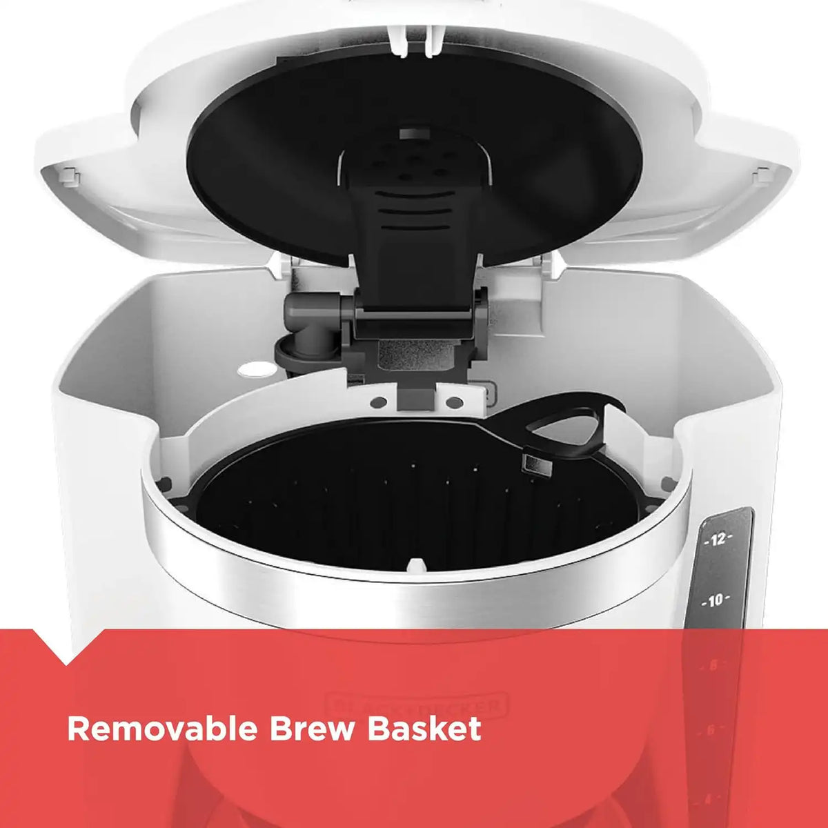 BLACK+DECKER CM1160W-1 CM1160W 12-Cup Programmable Coffeemaker, White/Stainless Steel