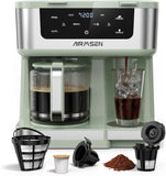 AIRMSEN 12-Cup Programmable Dual Coffee Maker – Single Serve Machine for K-Pods & Ground, 1000W Fast Brew, Delay Start, 2H Keep Warm, Touchscreen, 60oz Tank, Glass Carafe – Home & Office