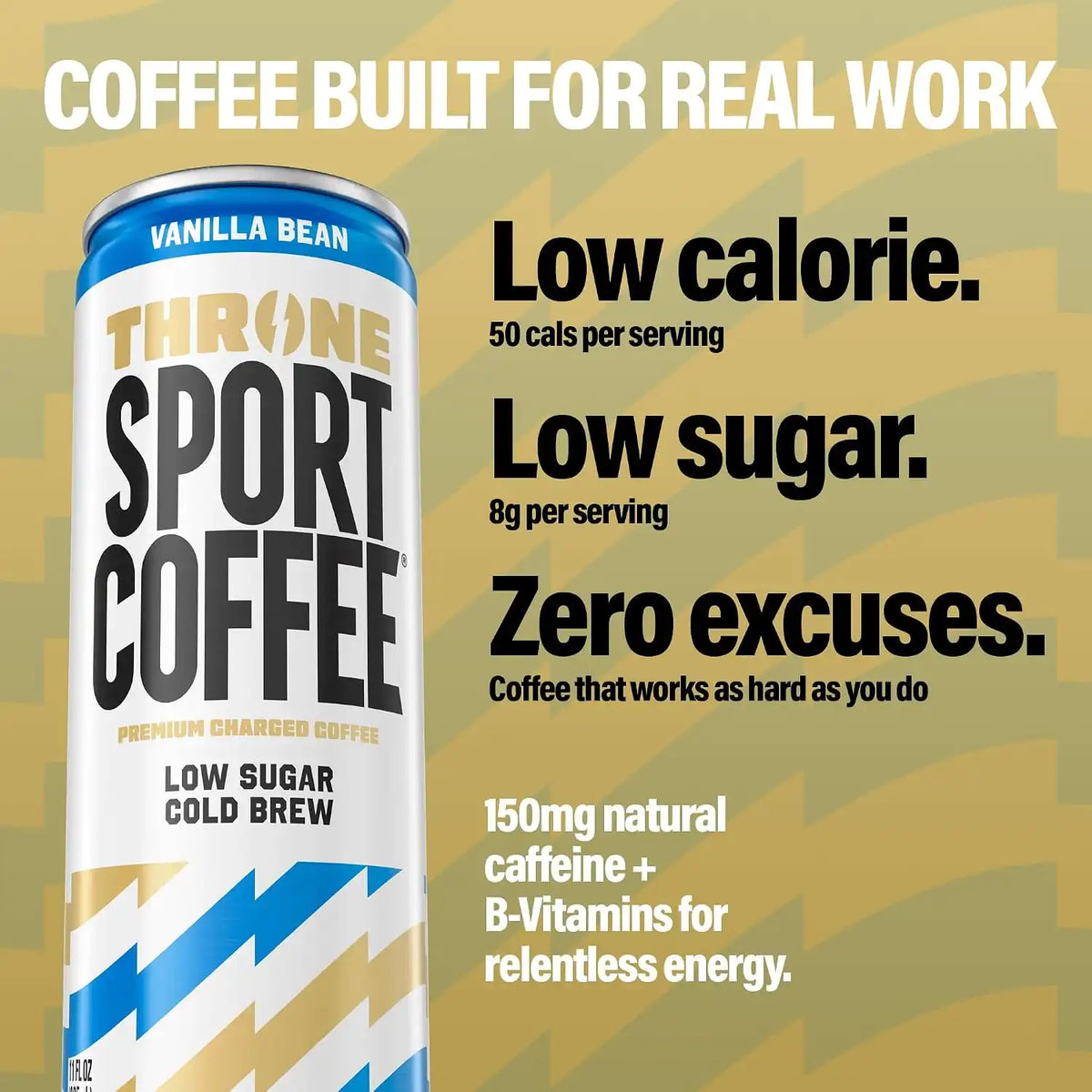 Throne Sport Coffee, Vanilla Bean Cold Brew, Low Sugar, Dairy Free - 12Pk