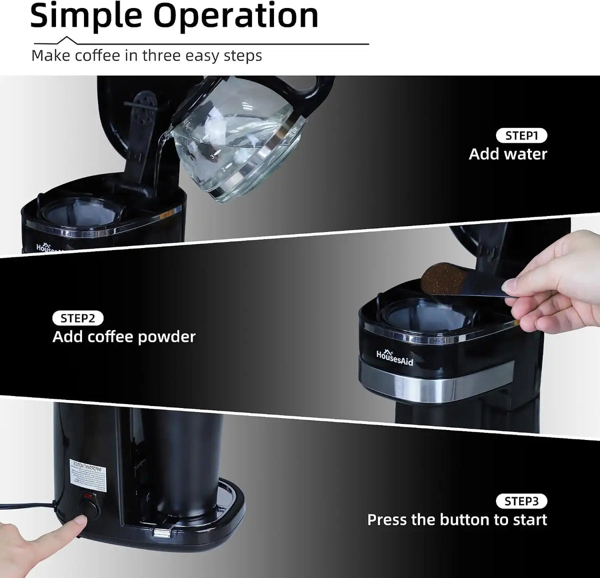 Single Serve Coffee Maker, 15oz Portable One Cup Coffee Brewer