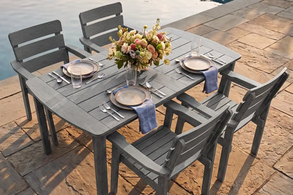 5pcs Patio Dining Set with Umbrella Hole Table & 4 Chairs, Gray