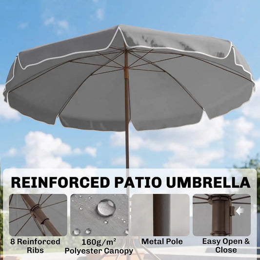 Outsunny 6 Piece Outdoor Patio Dining Set for 4 with Umbrella Gray