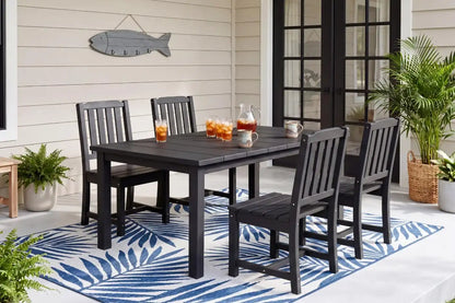 Perli™ 5-Piece Outdoor Dining Set, All-Weather HDPE Patio Furniture with 4 Armless Chairs and Rectangular Table, UV-Resistant 4-Person Set for Deck, Backyard, Black