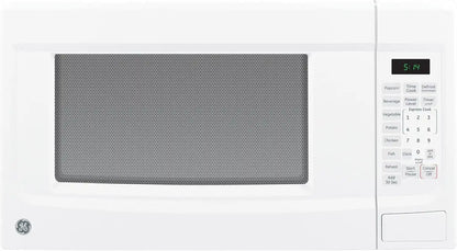 GE Countertop Microwave Oven, 1.4 Cubic Ft., 1,100-watt Capacity, 7 Auto Cooking Settings, Child-Lock Technology, Kitchen Essentials for the Countertop, Dorm Room or Apartment, White