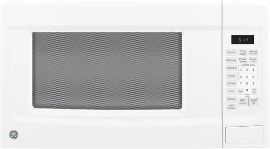 GE Countertop Microwave Oven, 1.4 Cubic Ft., 1,100-watt Capacity, 7 Auto Cooking Settings, Child-Lock Technology, Kitchen Essentials for the Countertop, Dorm Room or Apartment, White
