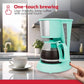 Holstein Housewares 5 Cup Drip Coffee Maker – Compact and User-Friendly with Auto Pause & Serve, Reusable Filter, Measuring Spoon & Glass Carafe, Office & Dorm Use, Mint