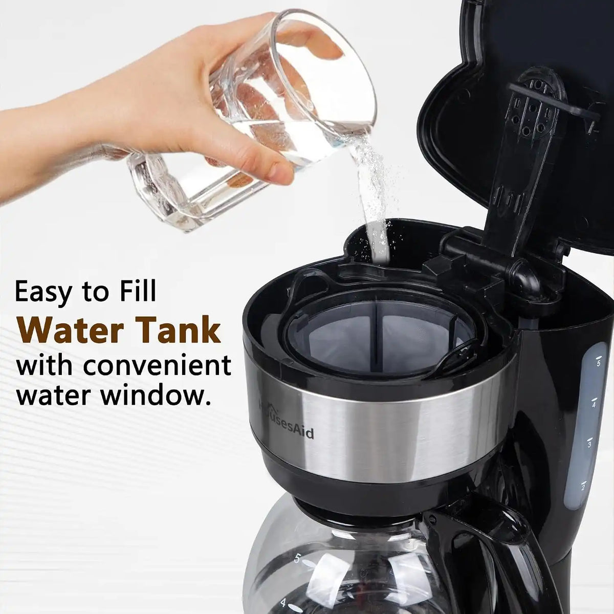 5 Cup Compact Coffee Maker,0.75L Small Drip Coffee Machine