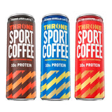 Throne Sport Coffee Latte, 10g Protein, 150mg Caffeine, 3 Flavors, 6Pk