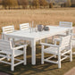Perli™ 7-Piece Outdoor Dining Set, All-Weather HDPE Patio Furniture with 6 Ergonomic Chairs & Large Table, Built-in Umbrella Hole, UV-Resistant Set for Backyard, Deck, Poolside, White