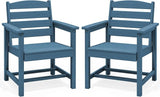 SERWALL Patio HDPE Dining Chairs Set of 2 with Arms, Navy