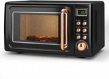 LDAILY 0.7Cu.ft Retro Small Microwave Oven, 700W Compact Countertop Microwave with 5 Power Levels, Auto Cooking Menus, Glass Turntable, Child Lock & Glass Turntable for Apartment, Dorm (Golden)