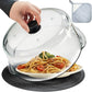 Glass Microwave Splatter Cover with Glove & Mat for Food, 4 Vents Guard Lid