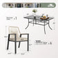 SUNSHINE VALLEY 7pc Patio Dining Set, 59" Metal Table & 6 Rattan Chairs