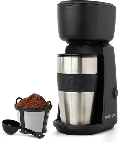 Mixpresso Single Serve & Single Cup Coffee Maker with 14oz Travel Mug Black