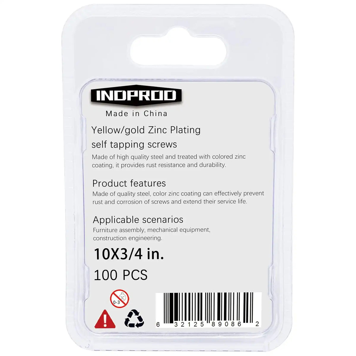 Wood Screws #10 × 3/4", Countersunk Phillips Flat Head, Yellow Zinc Plated Steel, High Hardness Self Tapping Screws for Wood Plastic Metal, Full Thread Type #10 × 3/4-Inch, 100 Pcs