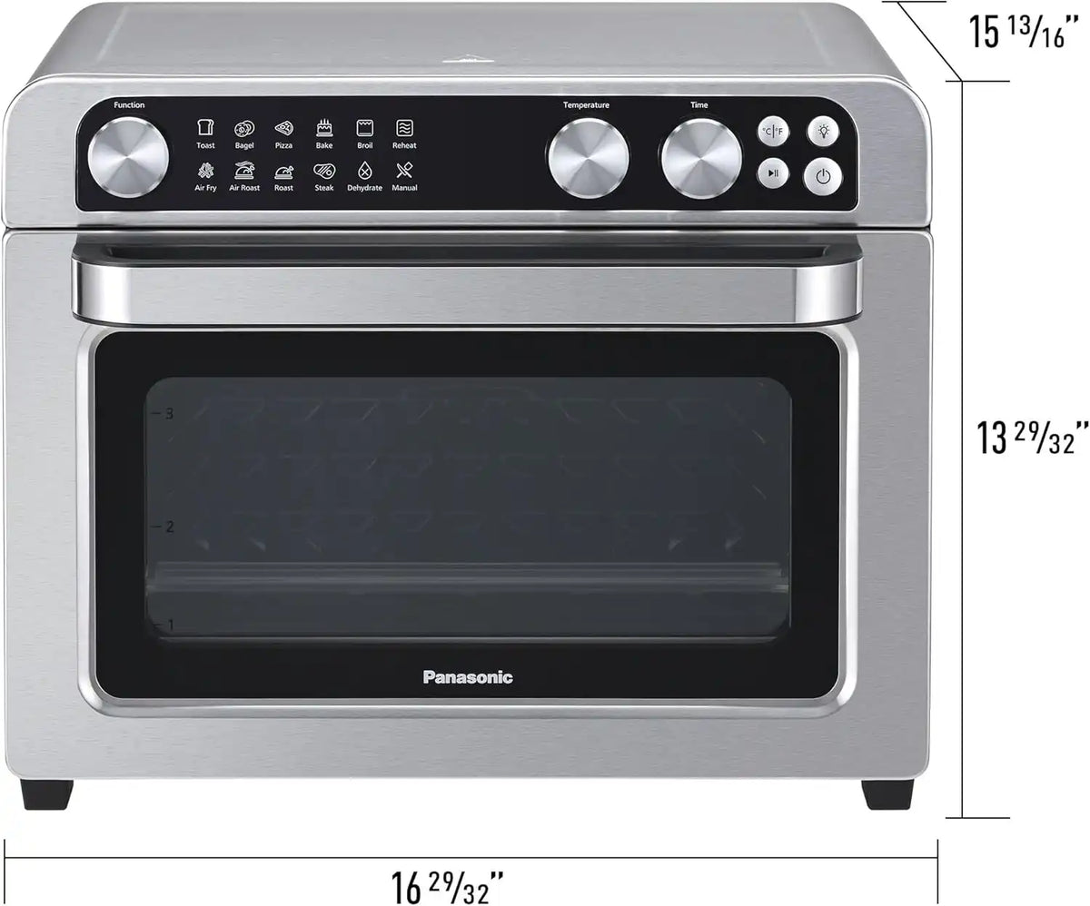 Panasonic FlashXpress Family Size Air Fryer Toaster Oven Combo, 11 Cooking Functions, 1800W PFAS-Free Interior, Double Infrared Heating, Temperature Control Dial, Stainless Steel - NB-G211P